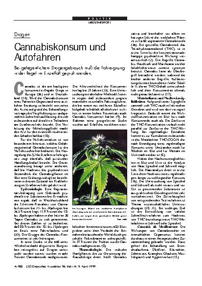 Vorschauseite 1: Drogen: Cannabiskonsum und Autofahren