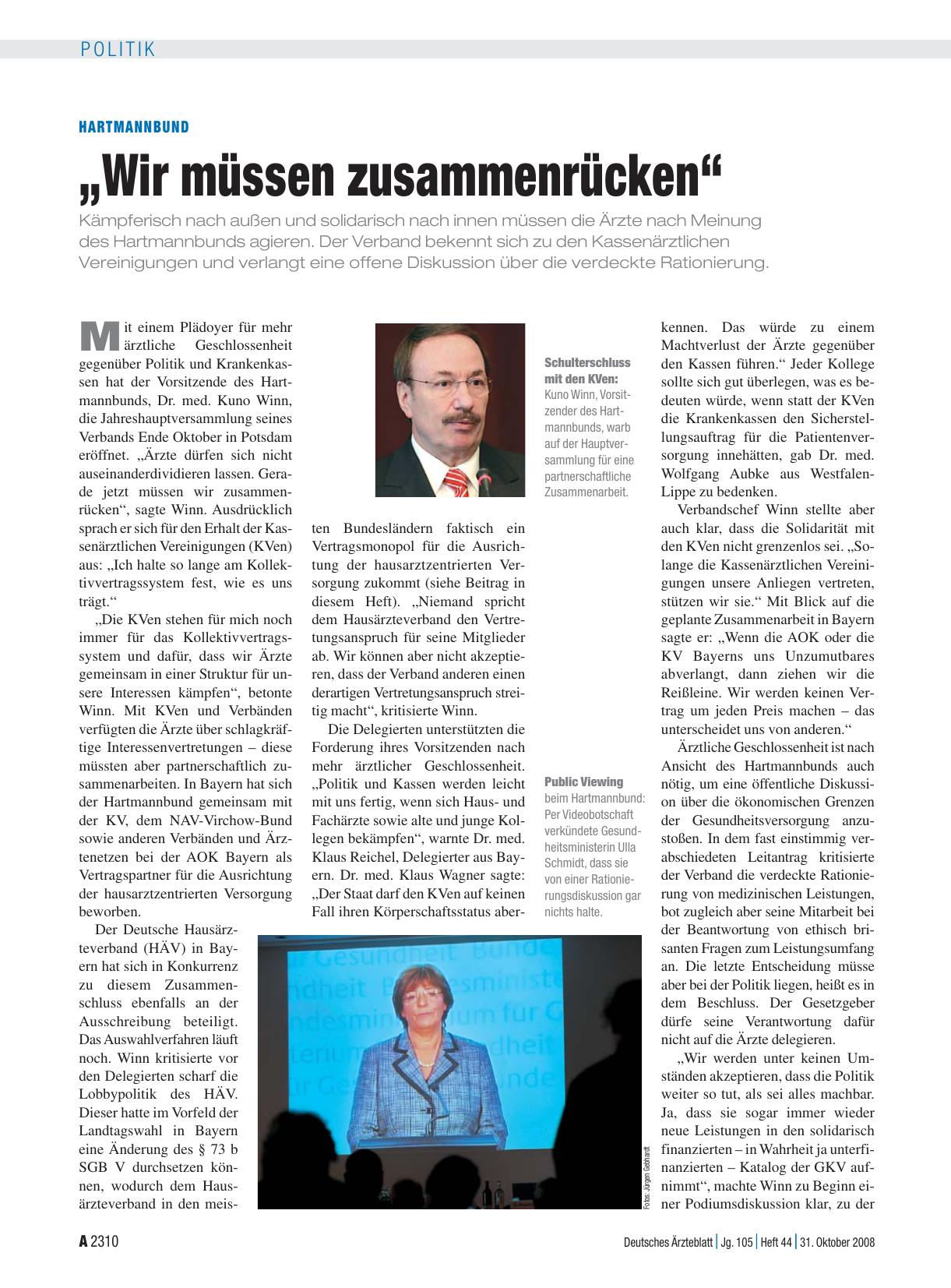 Vorschauseite 1: Hartmannbund: „Wir müssen zusammenrücken“
