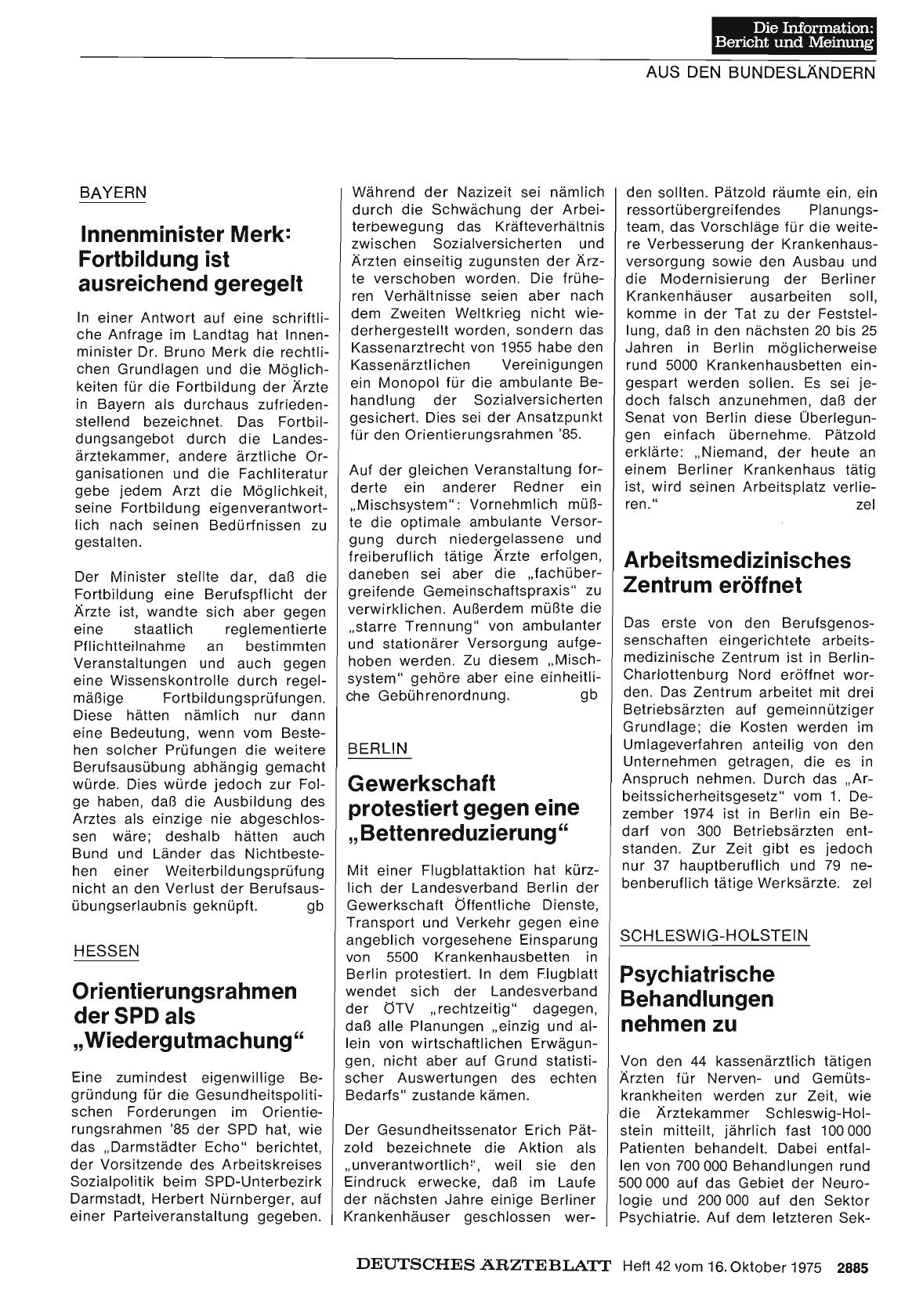 Vorschauseite 1: BERLIN: Arbeitsmedizinisches Zentrum eröffnet