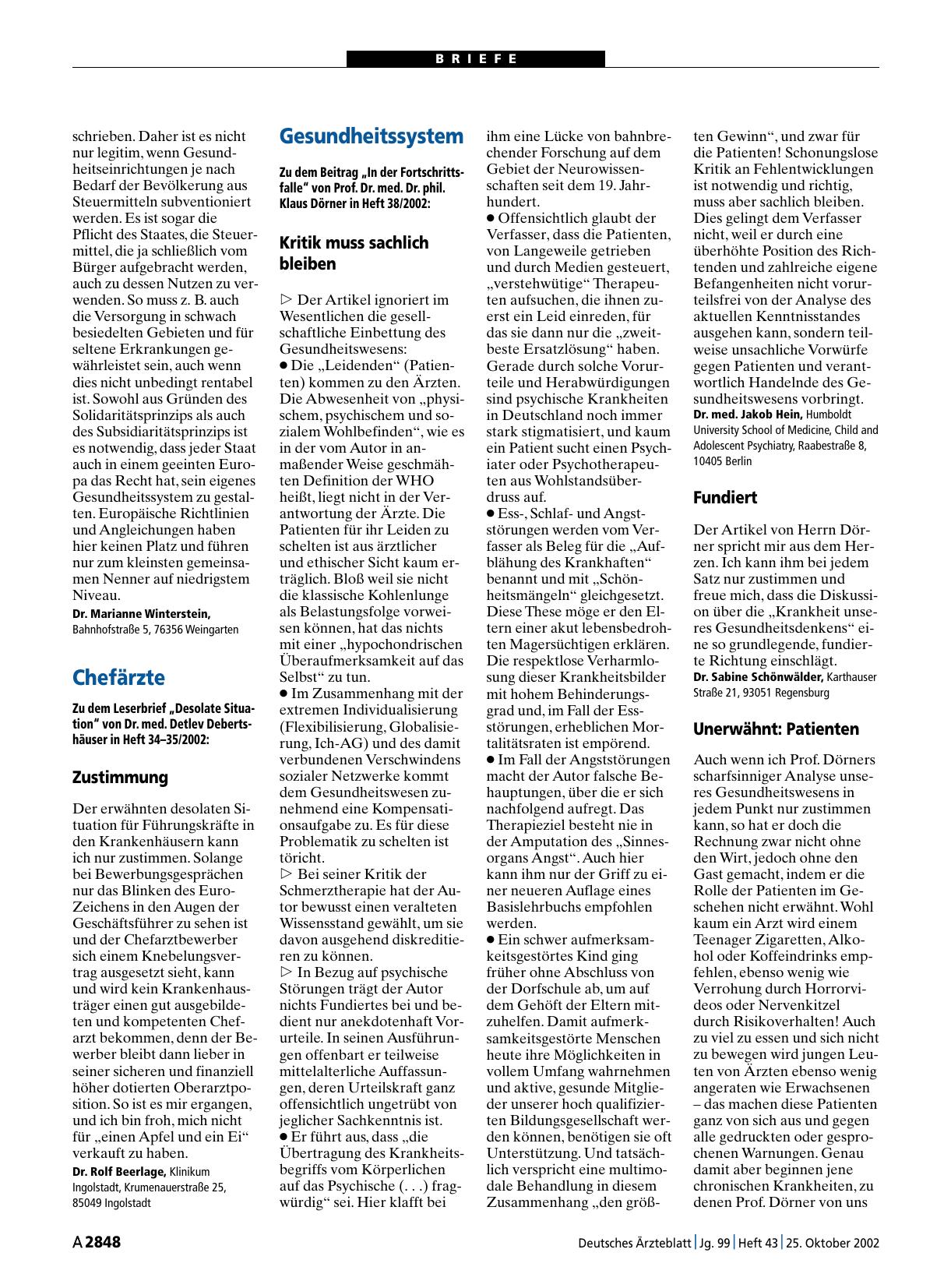 Vorschauseite 1: Gesundheitssystem: Unerwähnt – Patienten