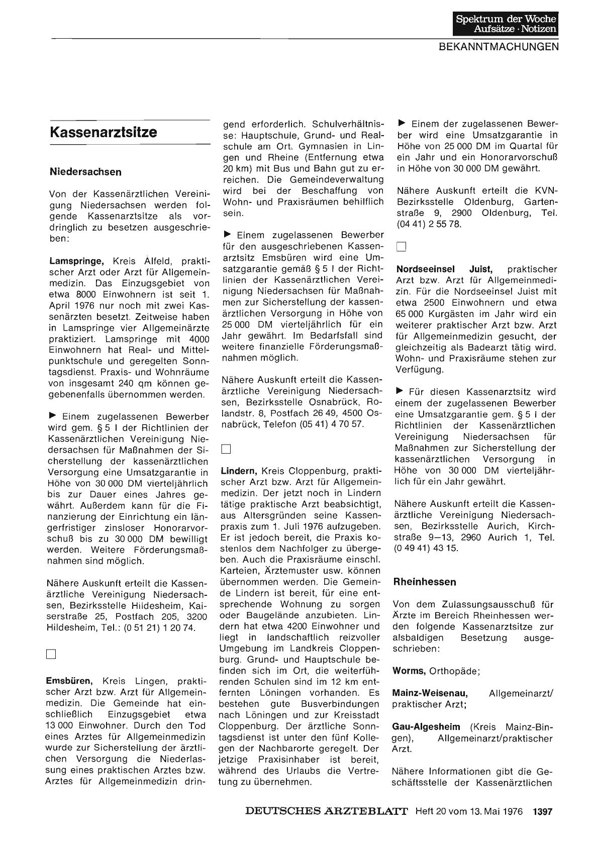 Vorschauseite 1: Kassenarztsitze