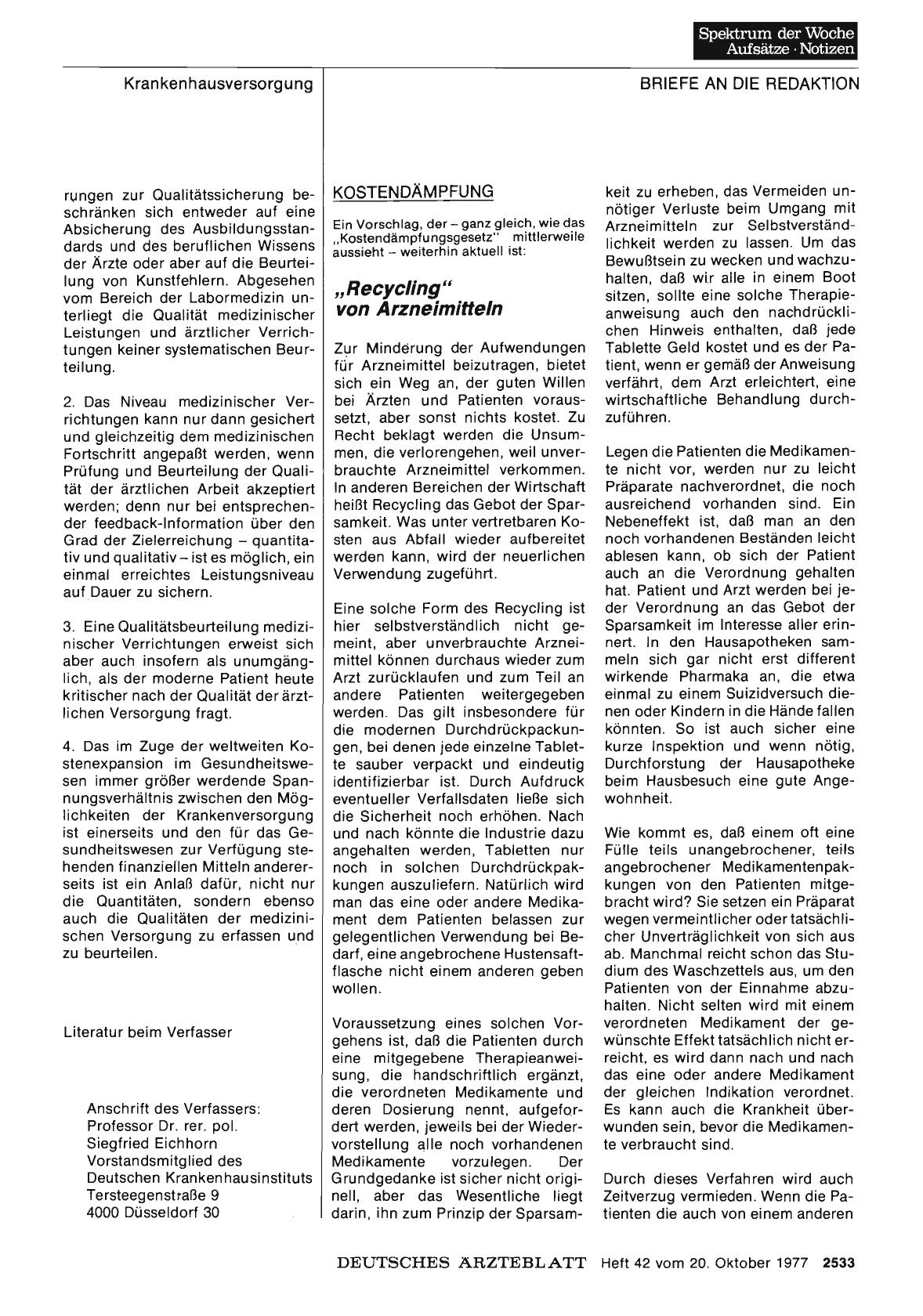 Vorschauseite 1: KOSTENDÄMPFUNG: „Recycling“ von Arzneimitteln