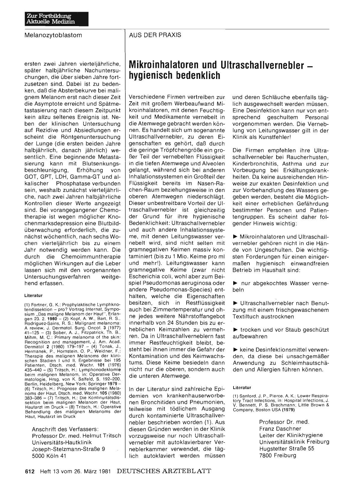 Vorschauseite 1: Mikroinhalatoren und Ultraschallvernebler hygienisch bedenklich