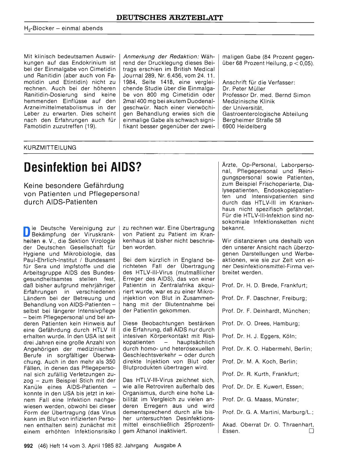 Vorschauseite 1: Desinfektion bei AIDS?