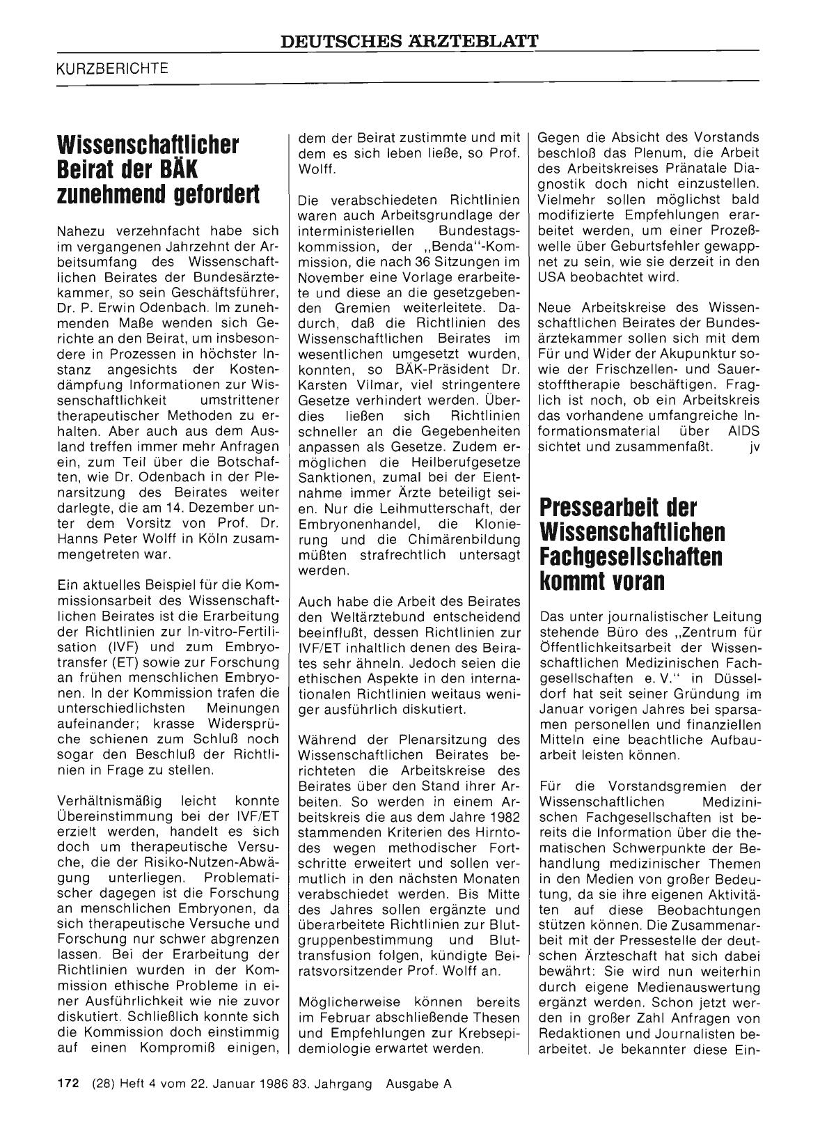 Vorschauseite 1: Wissenschaftlicher Beirat der BÄK zunehmend gefordert
