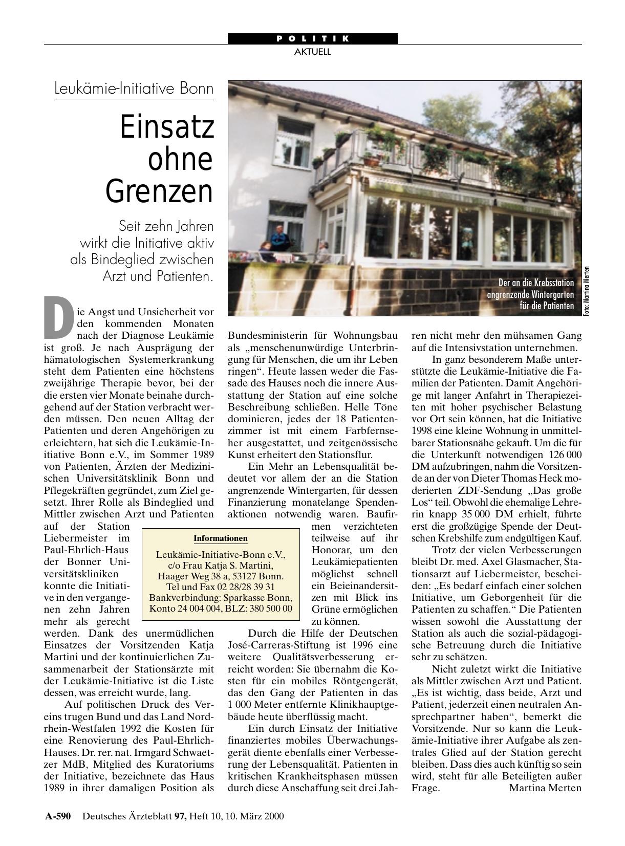Vorschauseite 1: Leukämie-Initiative Bonn: Einsatz ohne Grenzen