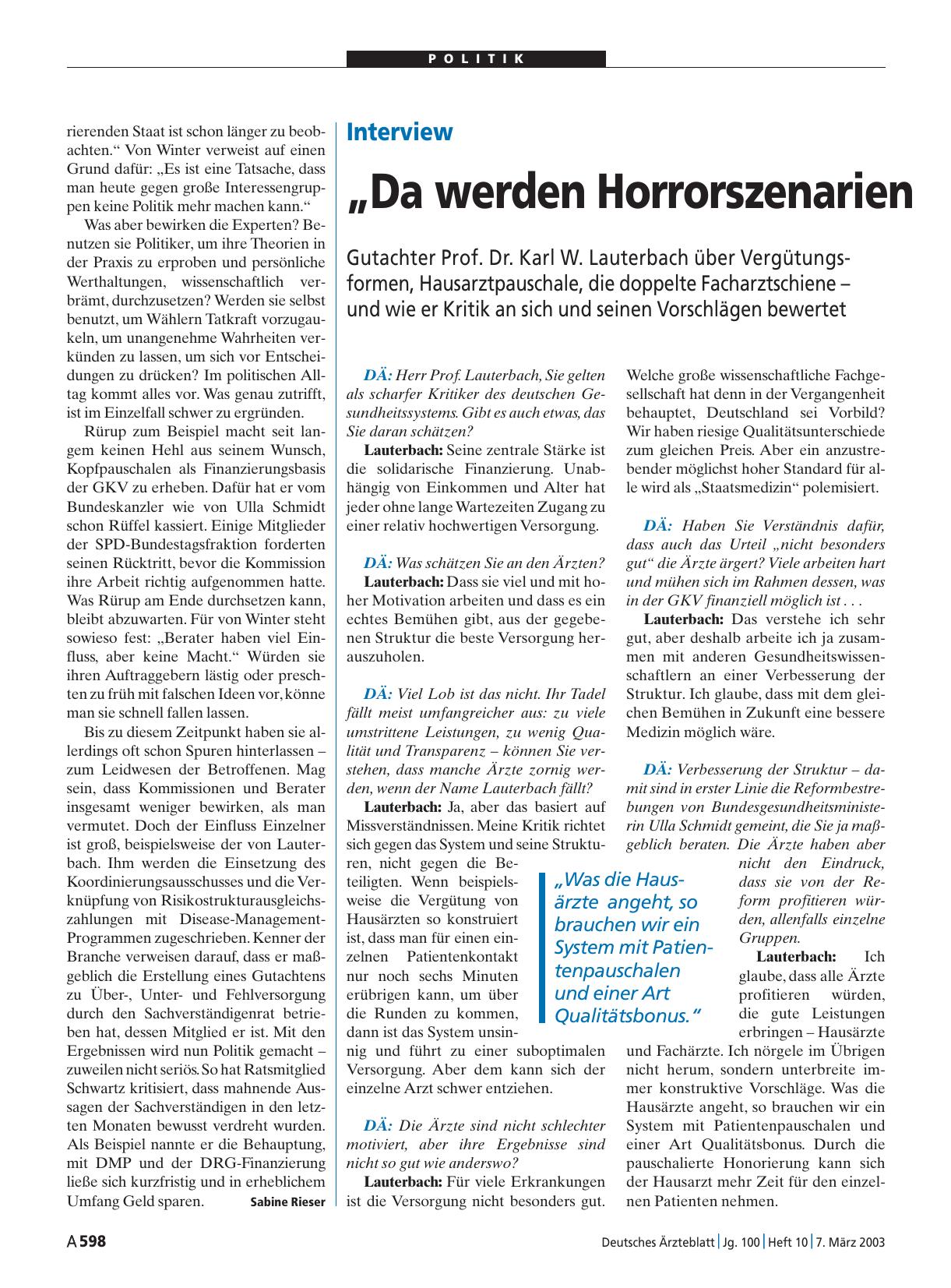 Vorschauseite 1: Interview: „Da werden Horrorszenarien entwickelt“