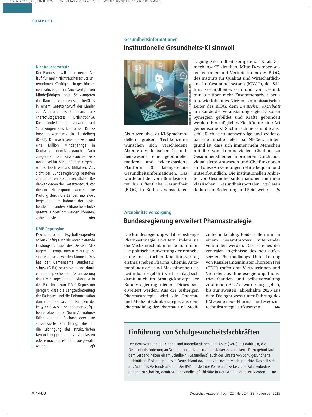 Vorschauseite 1: Einführung von Schulgesundheitsfachkräften