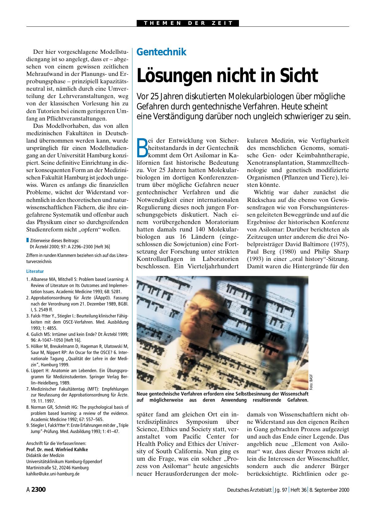 Vorschauseite 1: Gentechnik: Lösungen nicht in Sicht