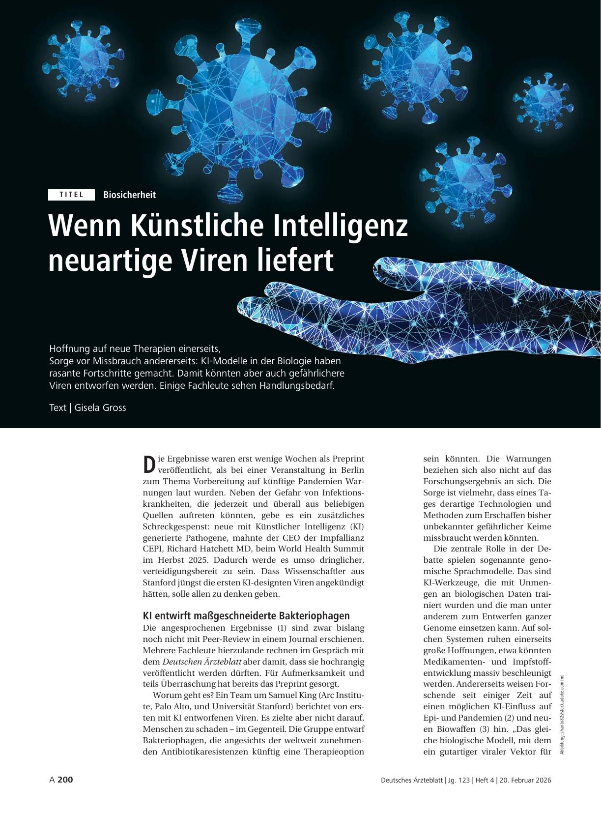 Vorschauseite 1: Biosicherheit: Wenn Künstliche Intelligenz neuartige Viren liefert