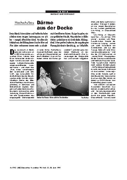 Vorschauseite 1: Hochschulbau: Därme aus der Decke