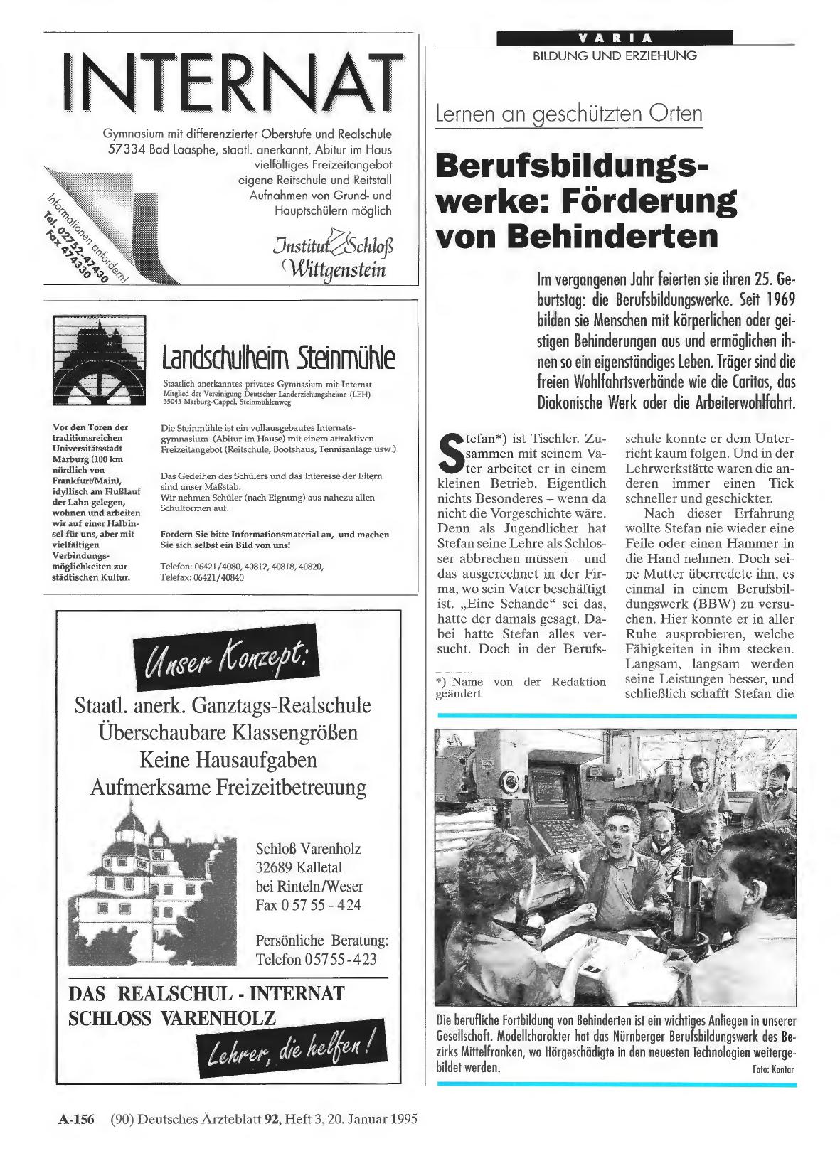 Vorschauseite 1: Lernen an geschützten Orten: Berufsbildungswerke: Förderung von Behinderten