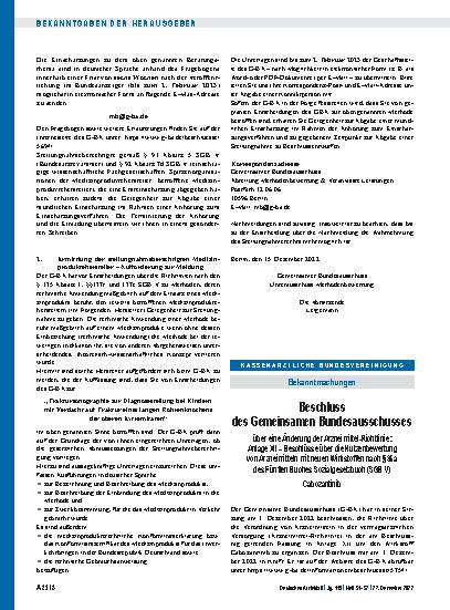 Vorschauseite 1: Beschluss des Gemeinsamen Bundesausschusses über eine Änderung der Arzneimittel-Richtlinie: Anlage XII – Cabozantinib