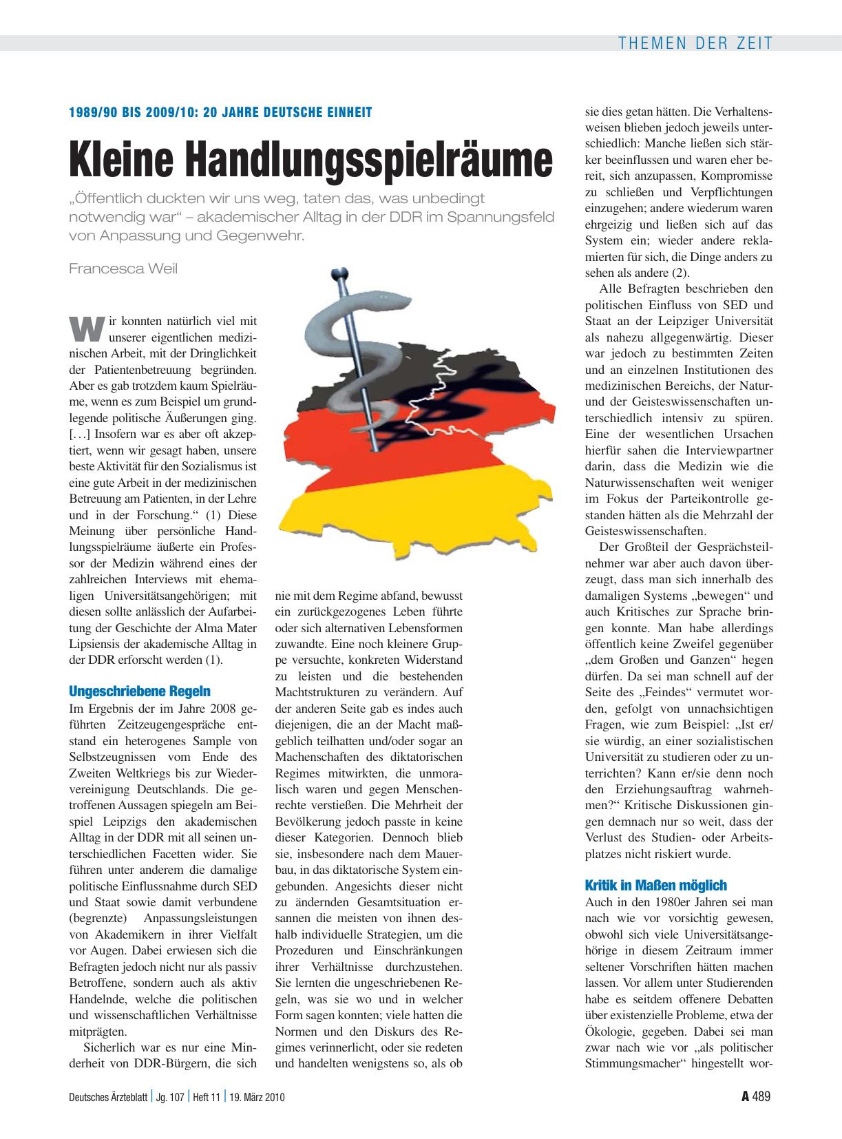 Vorschauseite 1: 1989/90 bis 2009/10: 20 Jahre deutsche Einheit – Kleine Handlungsspielräume