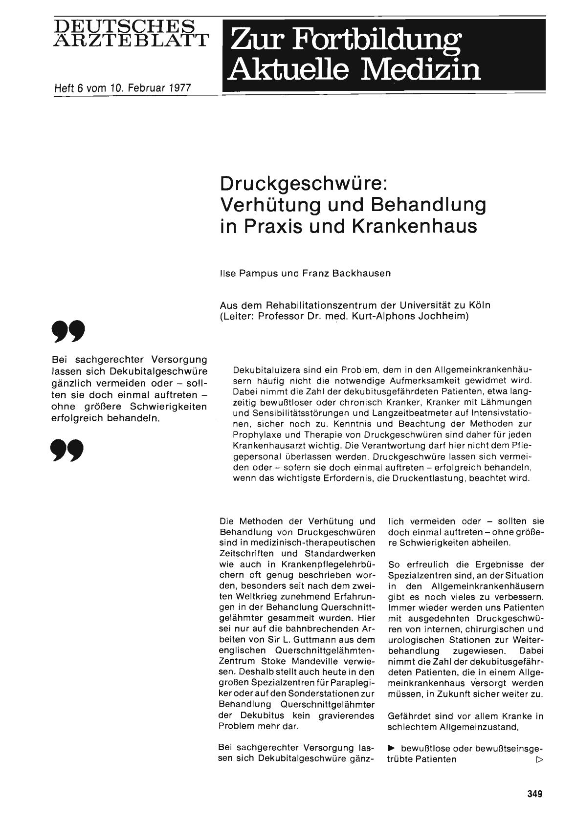Vorschauseite 1: Druckgeschwüre: Verhütung und Behandlung in Praxis und Krankenhaus