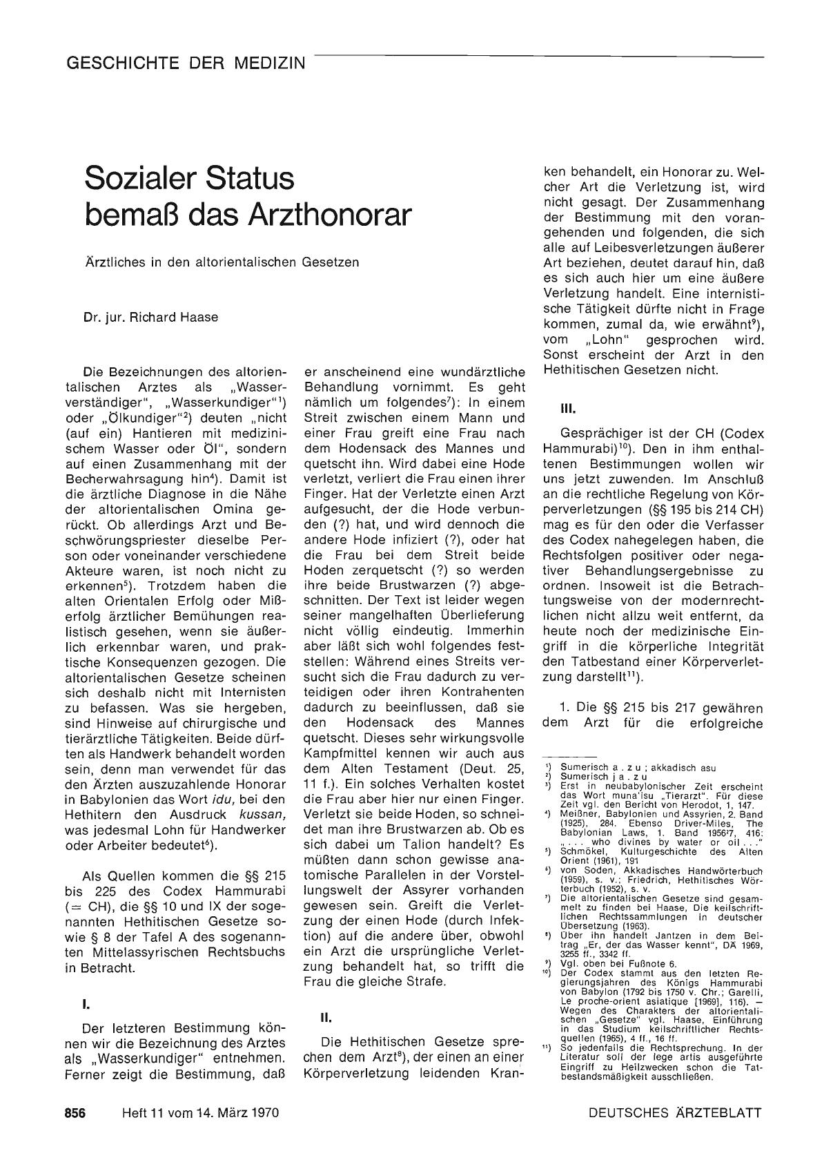 Vorschauseite 1: Sozialer Status bemaß das Arzthonorar