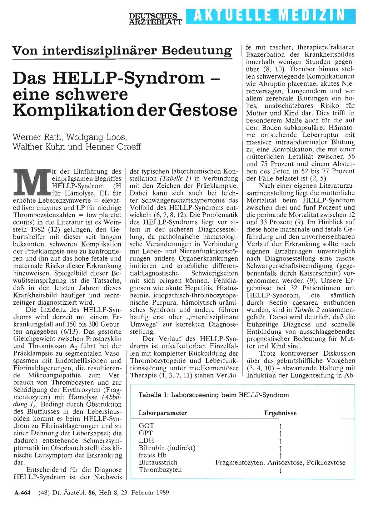 Vorschauseite 1: Von interdisziplinärer Bedeutung: Das HELLP-Syndrom - eine schwere Komplikation der Gestose