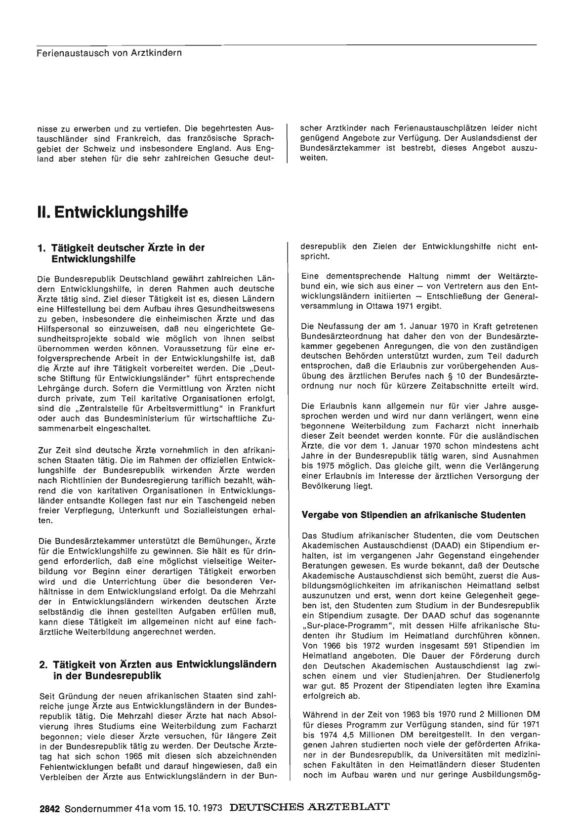 Vorschauseite 1: Bericht über das Jahr 1972/73: K. Auslandsbeziehungen: II. Entwicklungshilfe