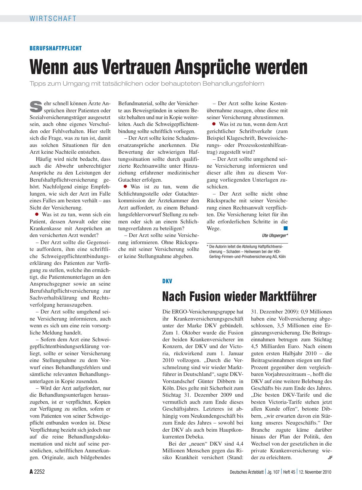 Vorschauseite 1: Berufshaftpflicht: Wenn aus Vertrauen Ansprüche werden