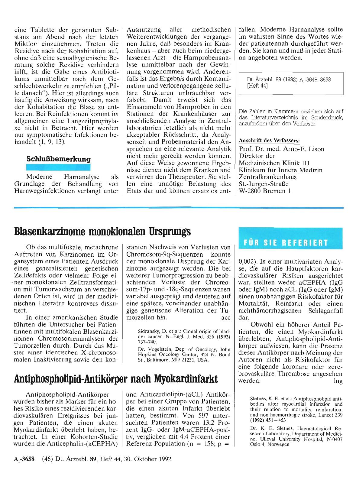 Vorschauseite 1: Blasenkarzinome monoklonalen Ursprungs