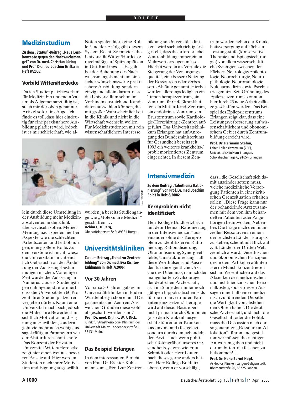 Vorschauseite 1: Universitätskliniken: Vor 30 Jahren