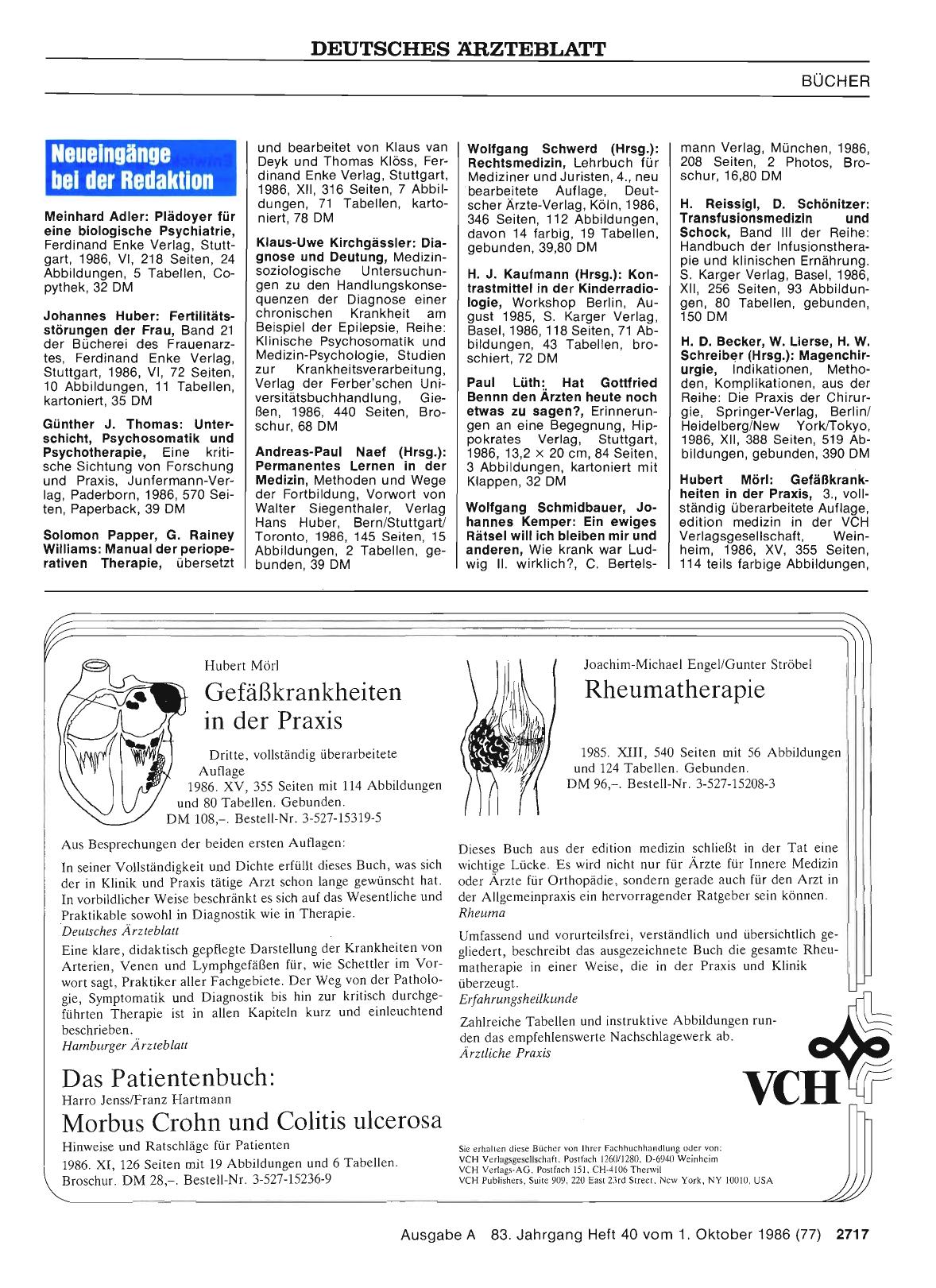 Vorschauseite 1: Neueingänge bei der Redaktion