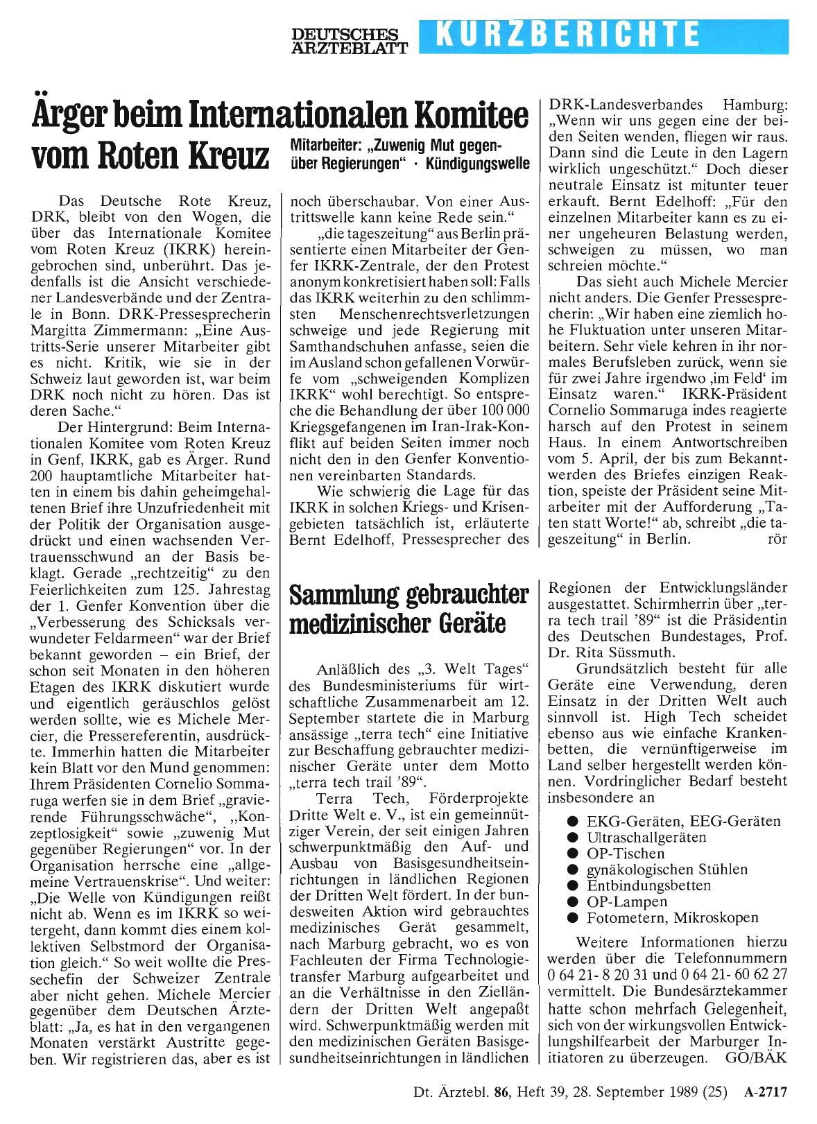 Vorschauseite 1: Ärger beim Internationalen Komitee vom Roten Kreuz