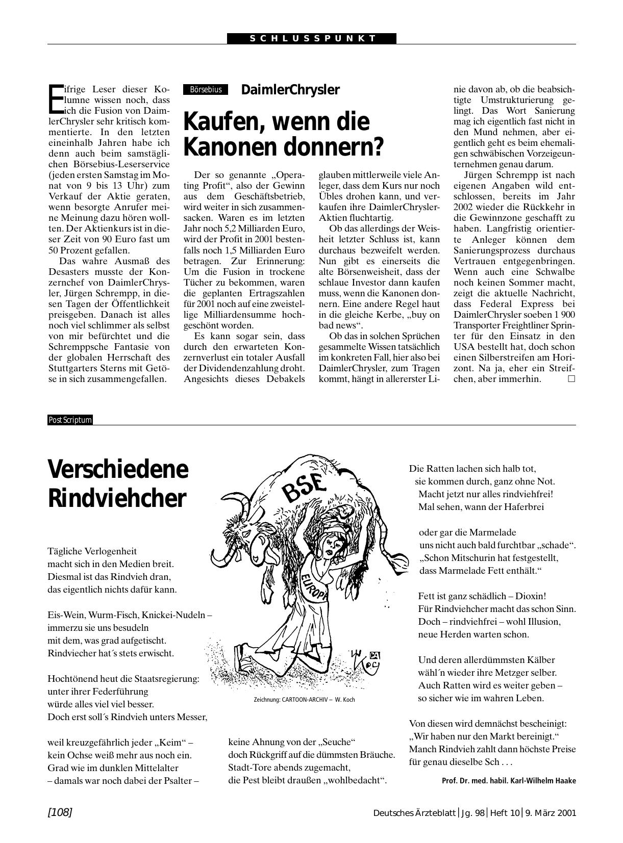 Vorschauseite 1: DaimlerChrysler: Kaufen, wenn die Kanonen donnern?