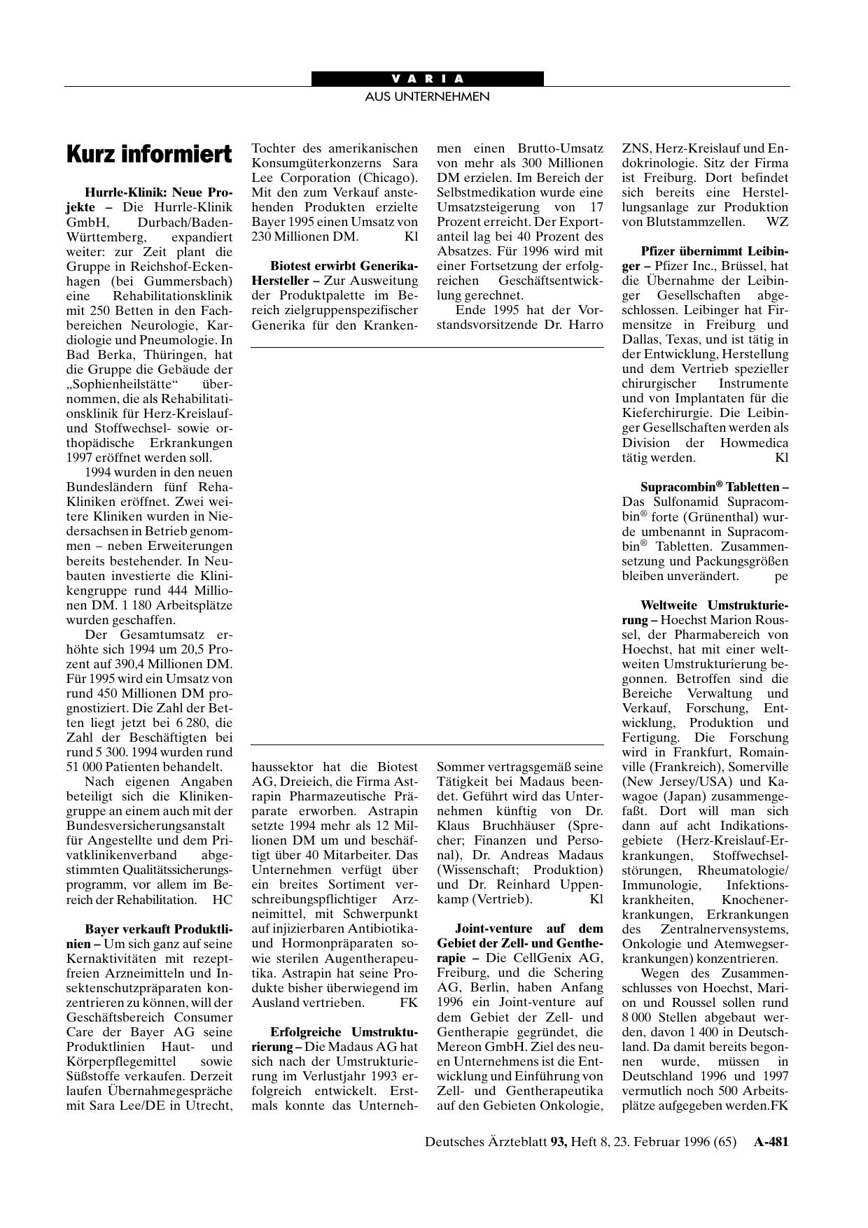 Vorschauseite 1: Kurz informiert