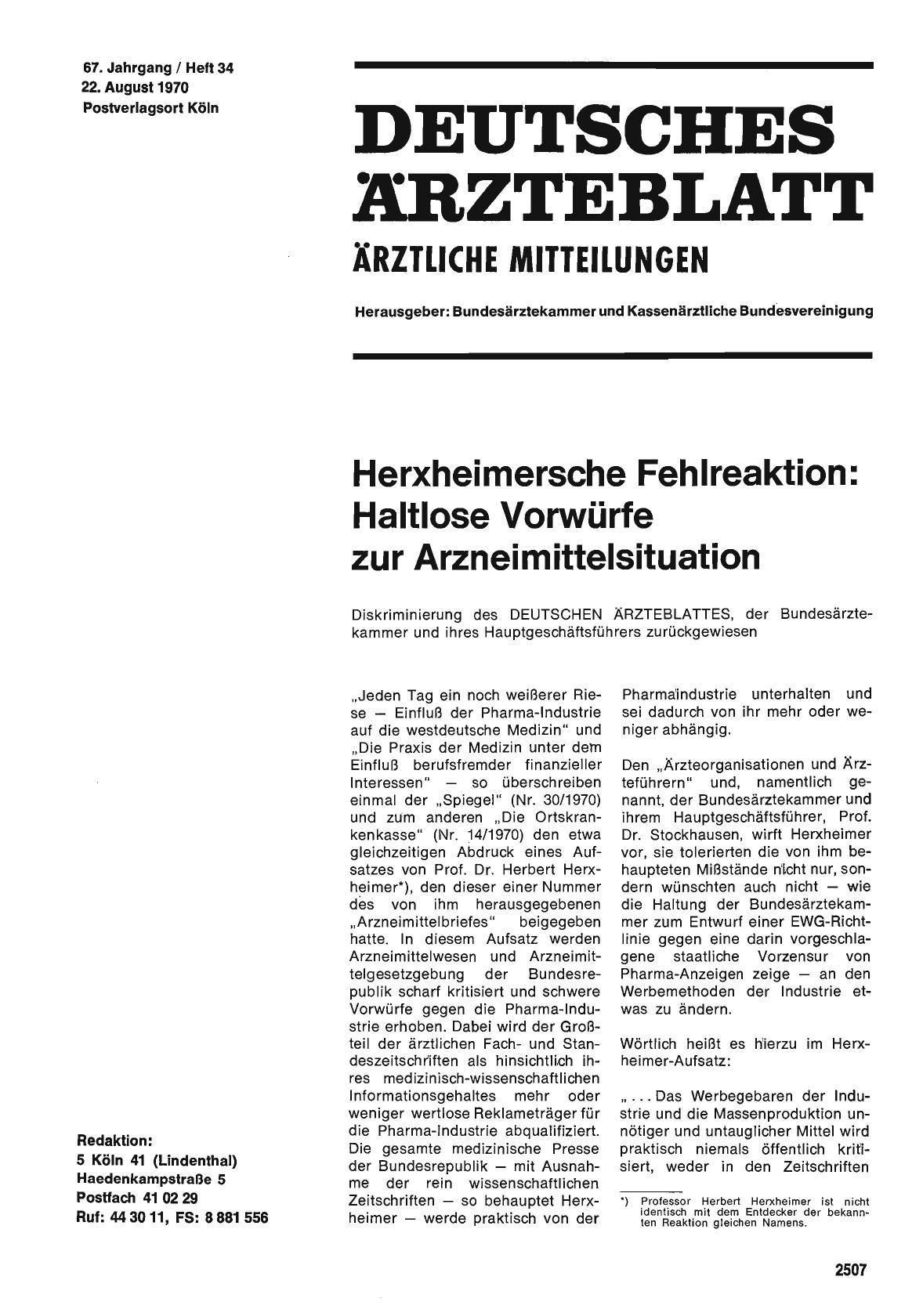 Vorschauseite 1: Herxheimersche Fehlreaktion: Haltlose Vorwürfe zur Arzneimittelsituation