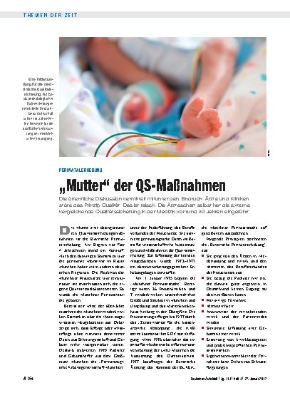 Vorschauseite 1: Perinatalerhebung: „Mutter“ der QS-Maßnahmen