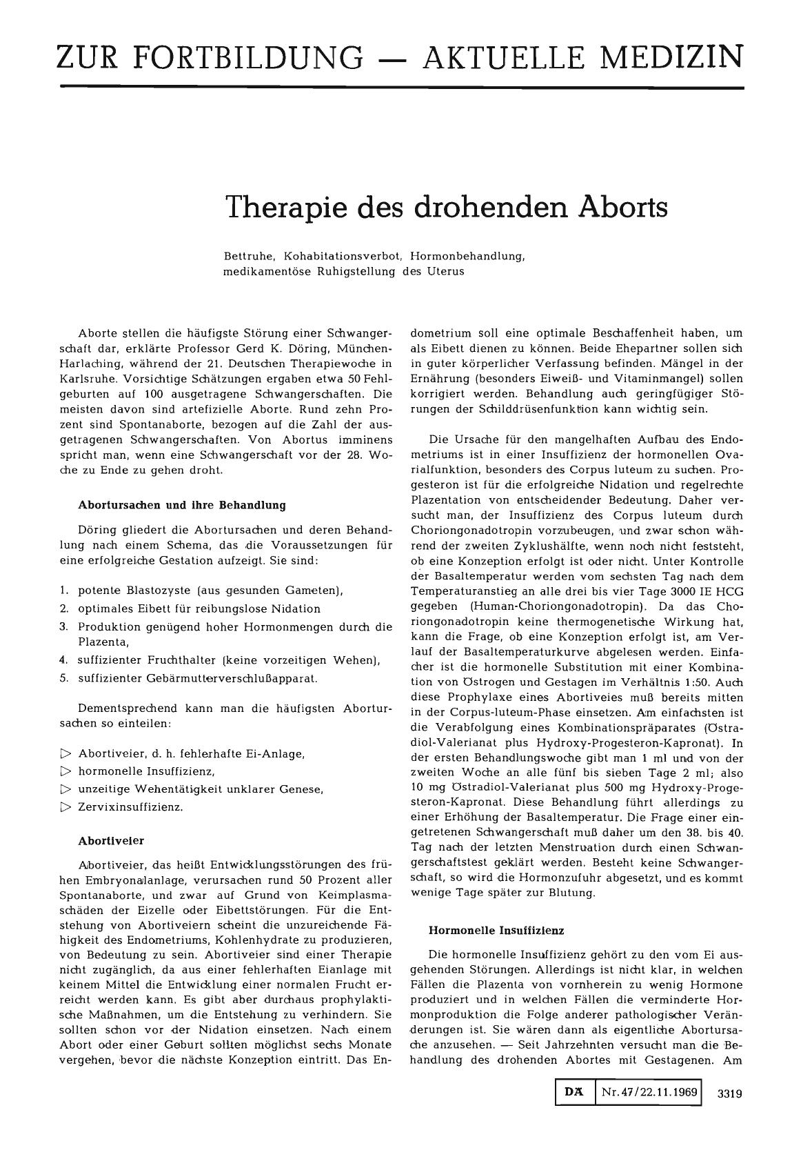 Vorschauseite 1: Therapie des drohenden Aborts