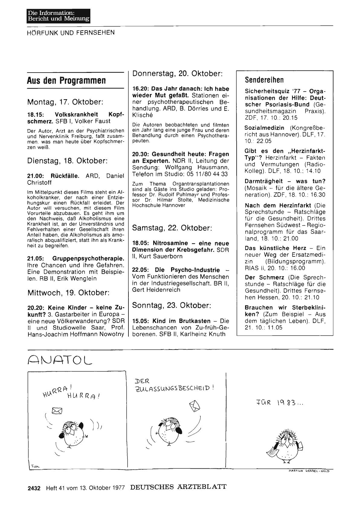 Vorschauseite 1: Aus den Programmen