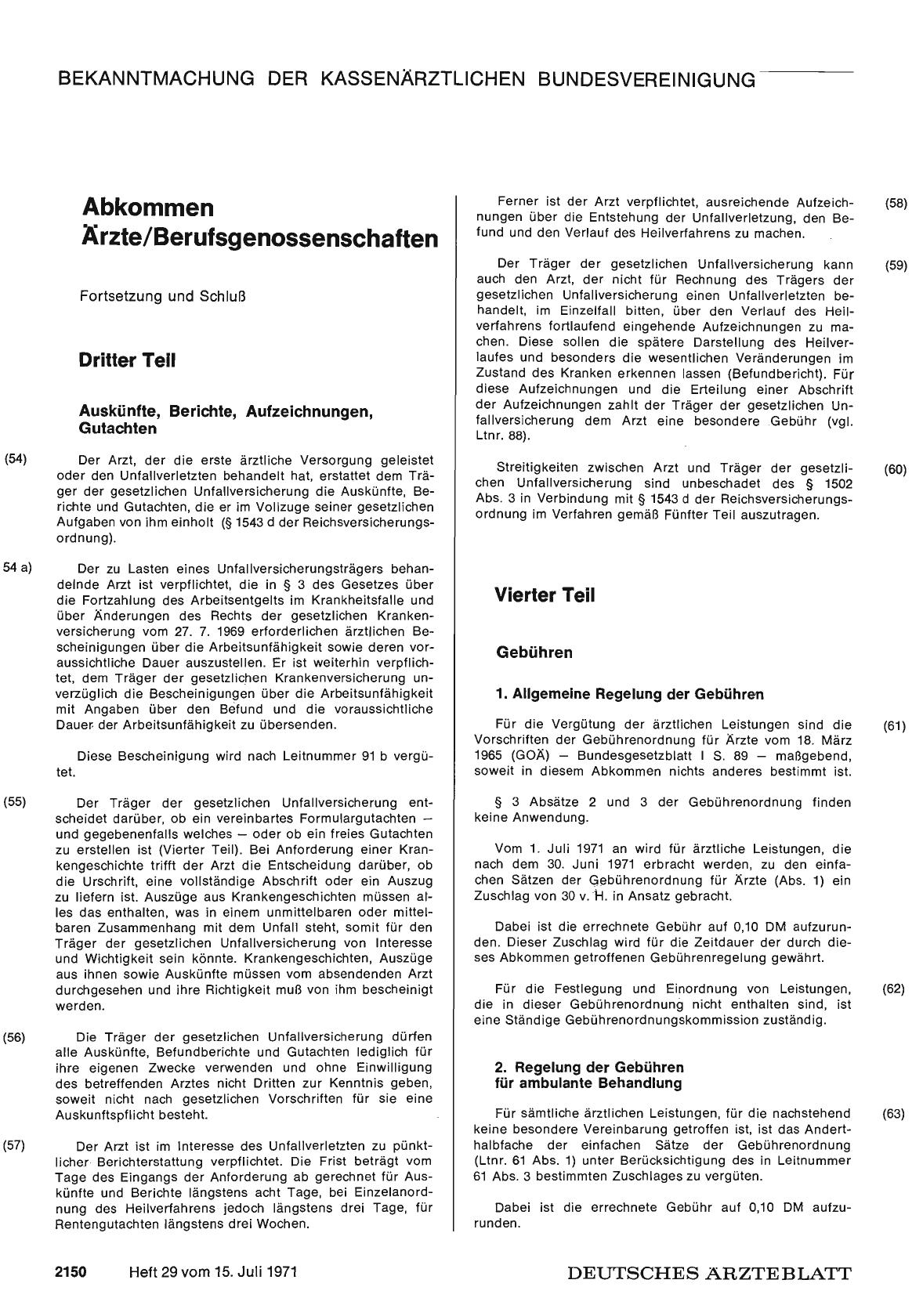 Vorschauseite 1: Änderung und Ergänzung des Abkommens Ärzte/Berufsgenossenschaften