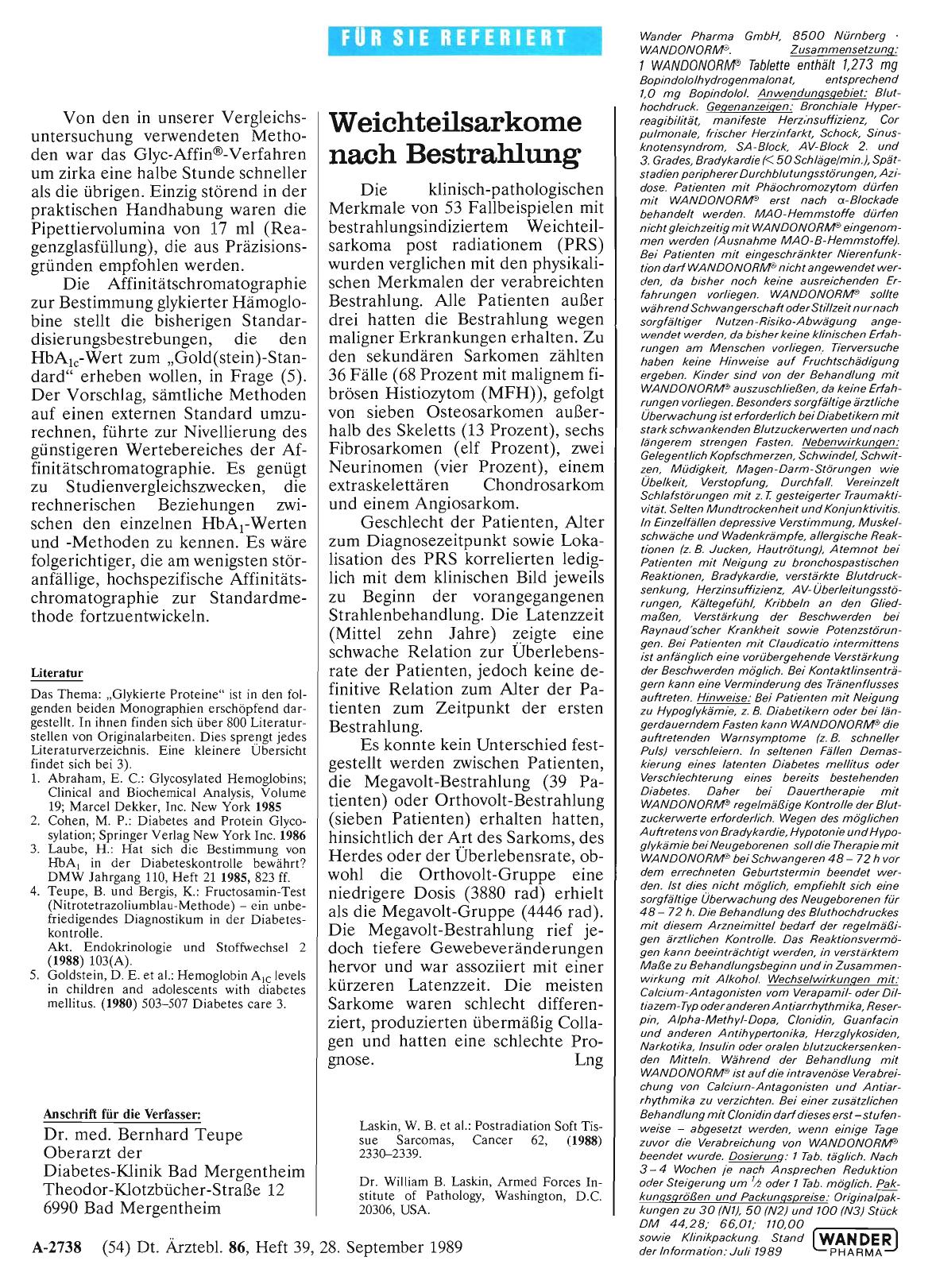 Vorschauseite 1: Weichteilsarkome nach Bestrahlung