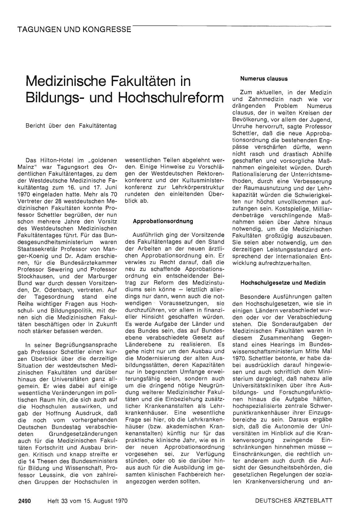 Vorschauseite 1: Medizinische Fakultäten in Bildungsund Hochschulreform