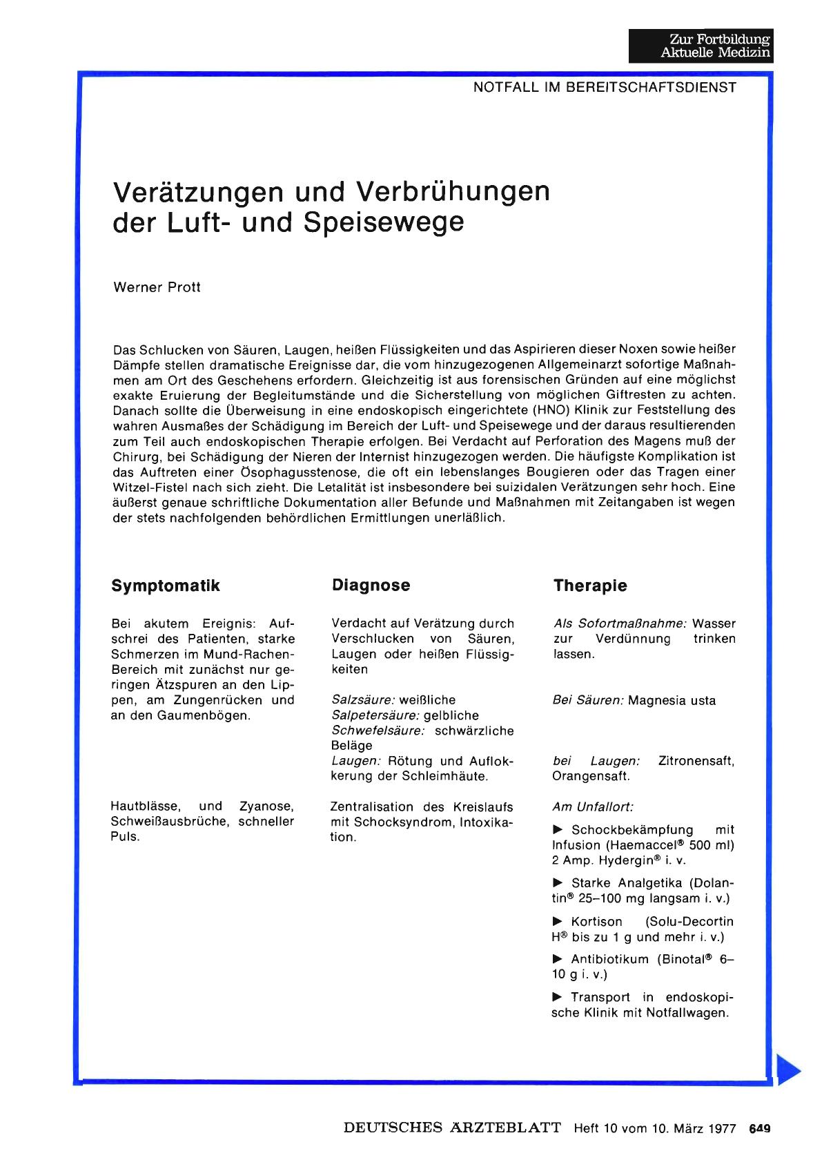Vorschauseite 1: Verätzungen und Verbrühungen der Luftund Speisewege