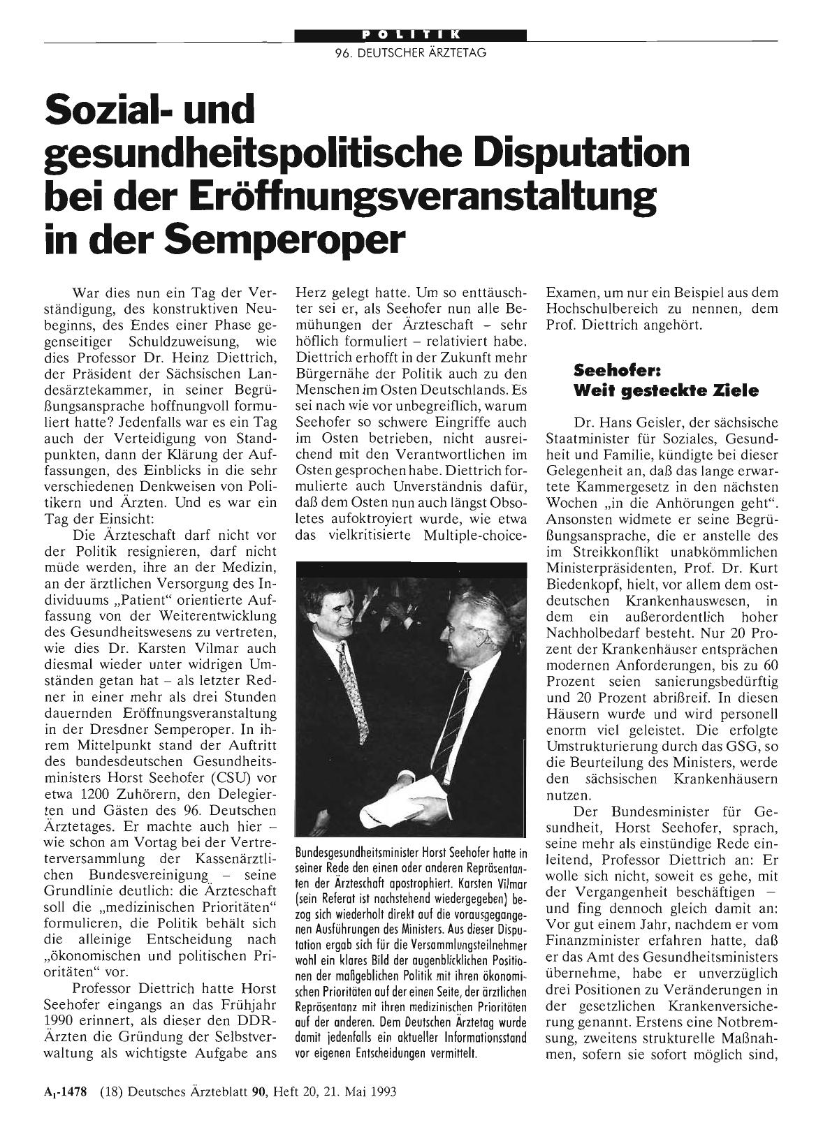 Vorschauseite 1: Sozialund gesundheitspolitische Disputation bei der Eröffnungsveranstaltung in der Semperoper