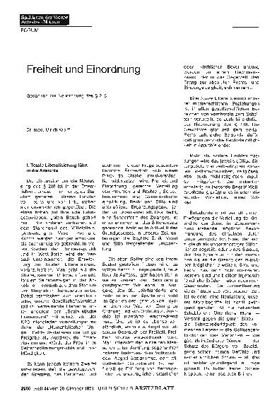 Vorschauseite 1: Freiheit und Einordnung: Gedanken zur Neuordnung des § 21