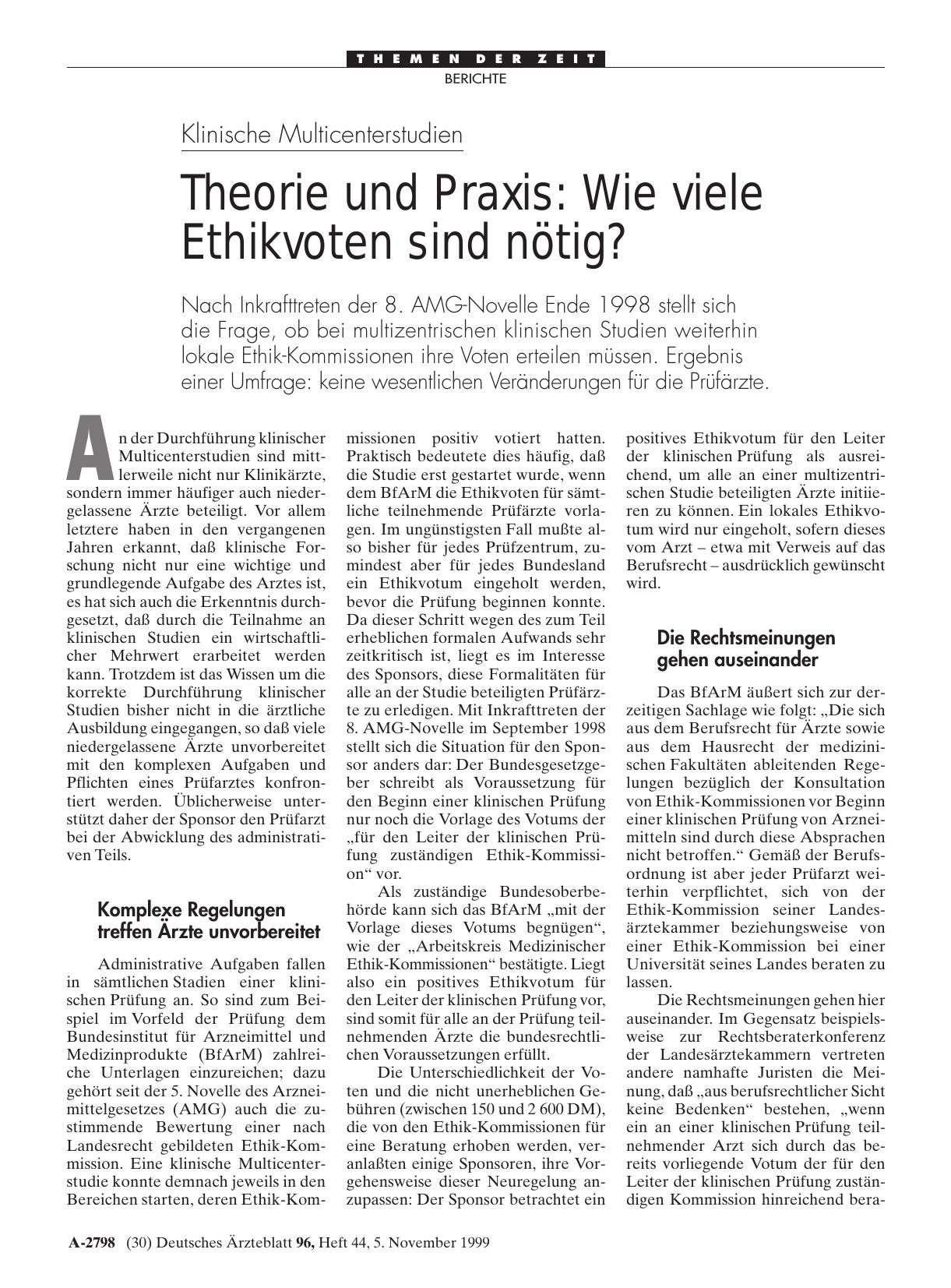 Vorschauseite 1: Klinische Multicenterstudien – Theorie und Praxis: Wie viele Ethikvoten sind nötig?