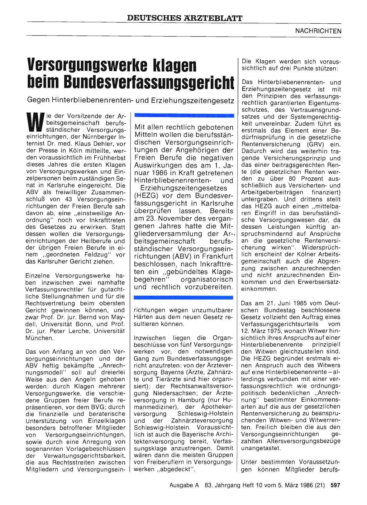 Vorschauseite 1: Versorgungswerke klagen beim Bundesverfassungsgericht