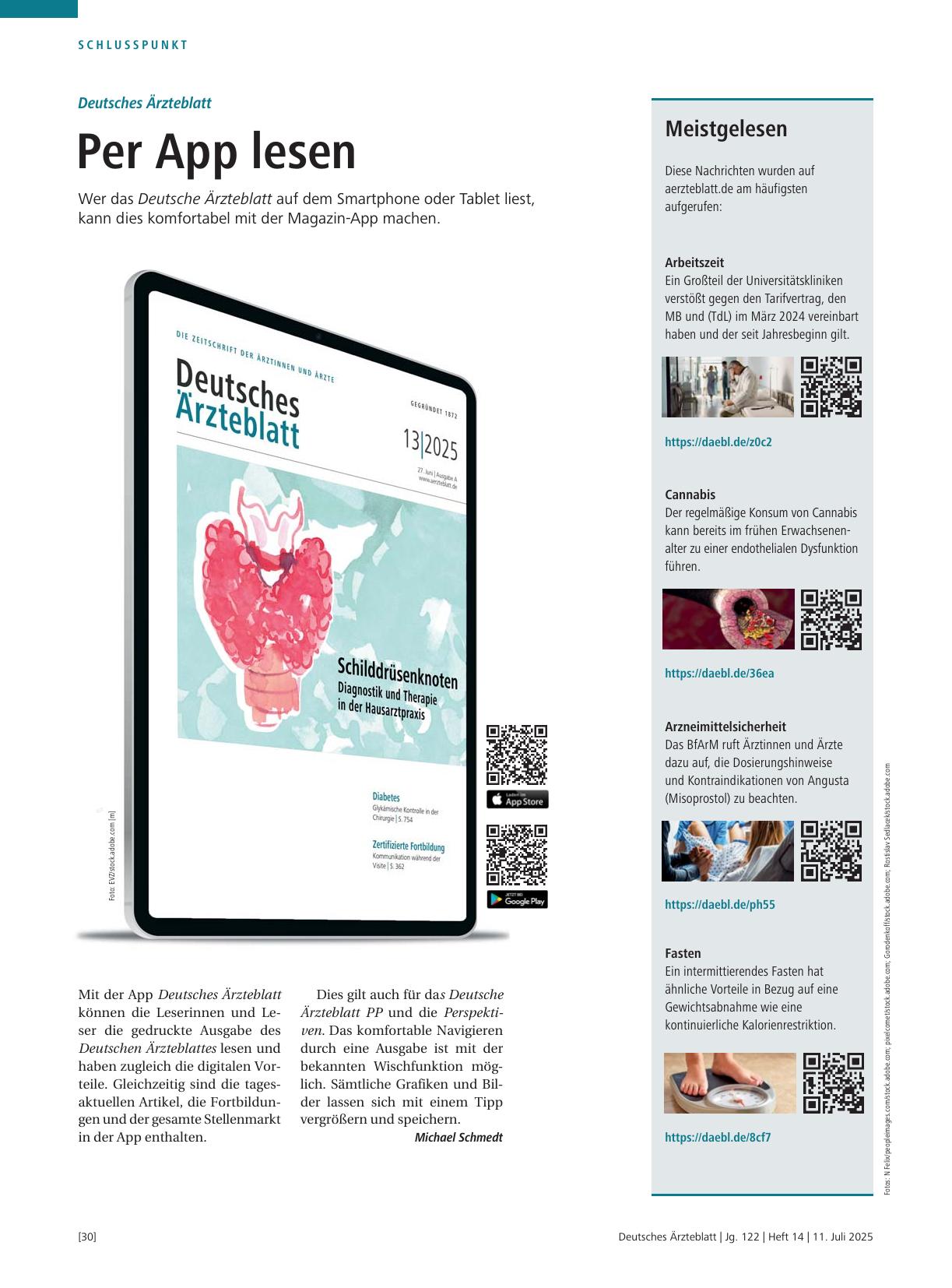 Vorschauseite 1: Deutsches Ärzteblatt: Per App lesen