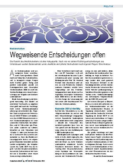 Vorschauseite 1: Medizinstudium: Wegweisende Entscheidungen offen