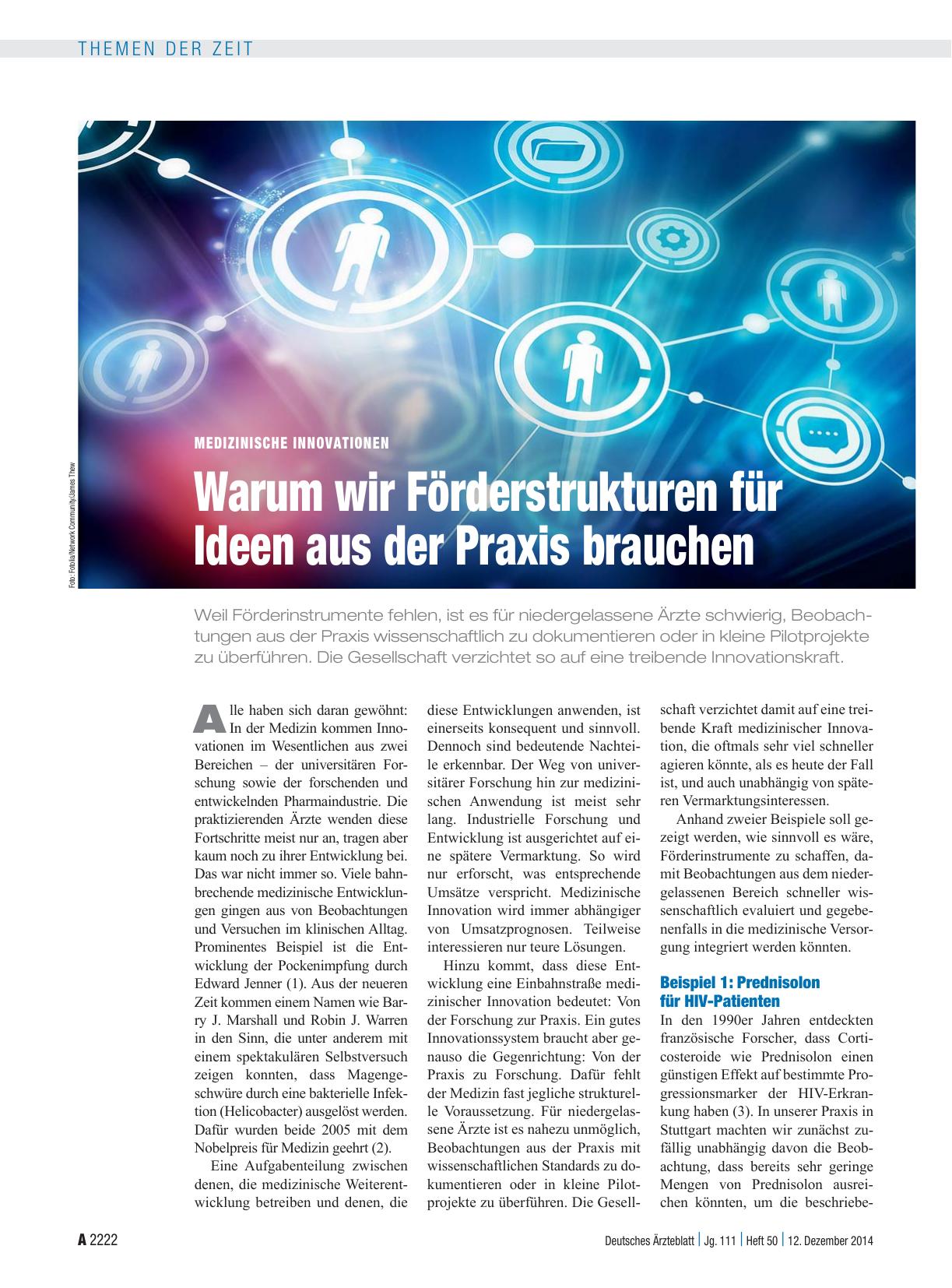 Vorschauseite 1: Medizinische Innovationen: Warum wir Förderstrukturen für Ideen aus der Praxis brauchen