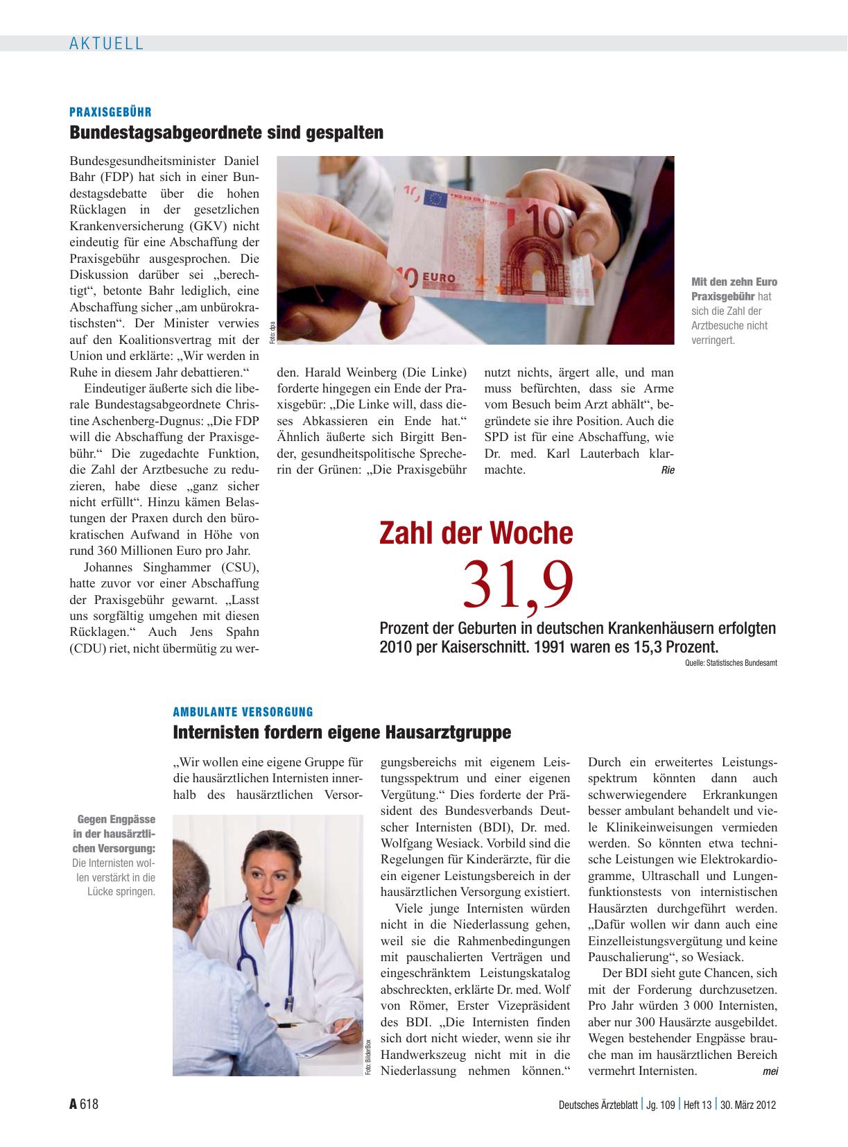 Vorschauseite 1: Praxisgebühr: Bundestagsabgeordnete sind gespalten