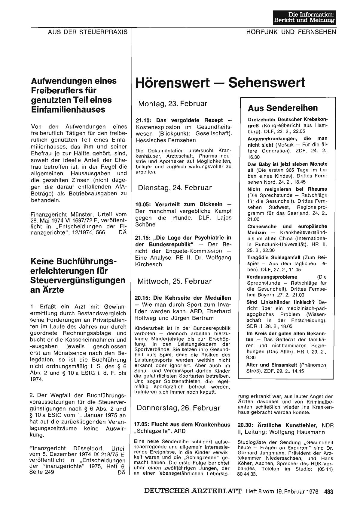 Vorschauseite 1: Keine Buchführungserleichterungen für Steuervergünstigungen an Ärzte