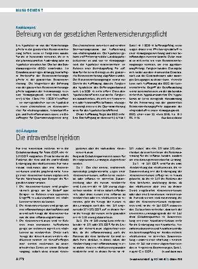 Vorschauseite 1: GOÄ-Ratgeber: Die intravenöse Injektion