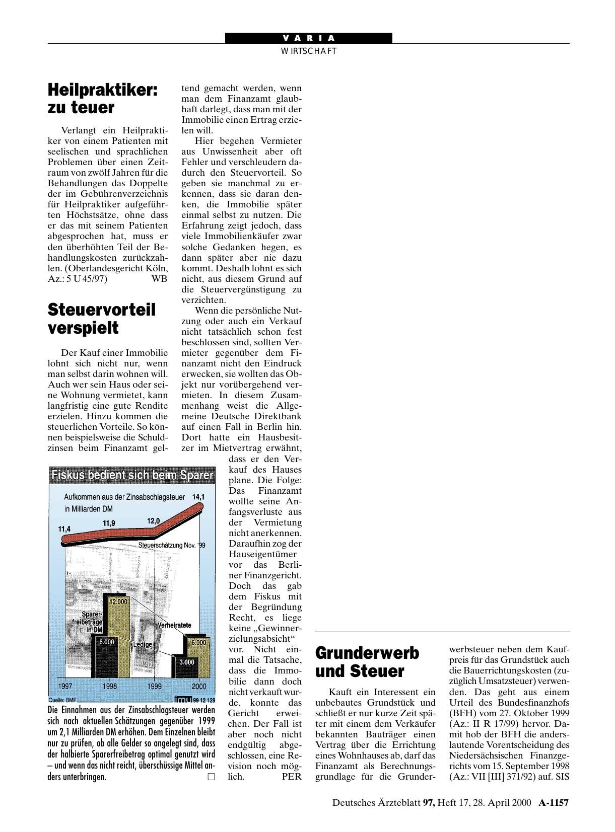 Vorschauseite 1: Fiskus vedient sich beim Sparer