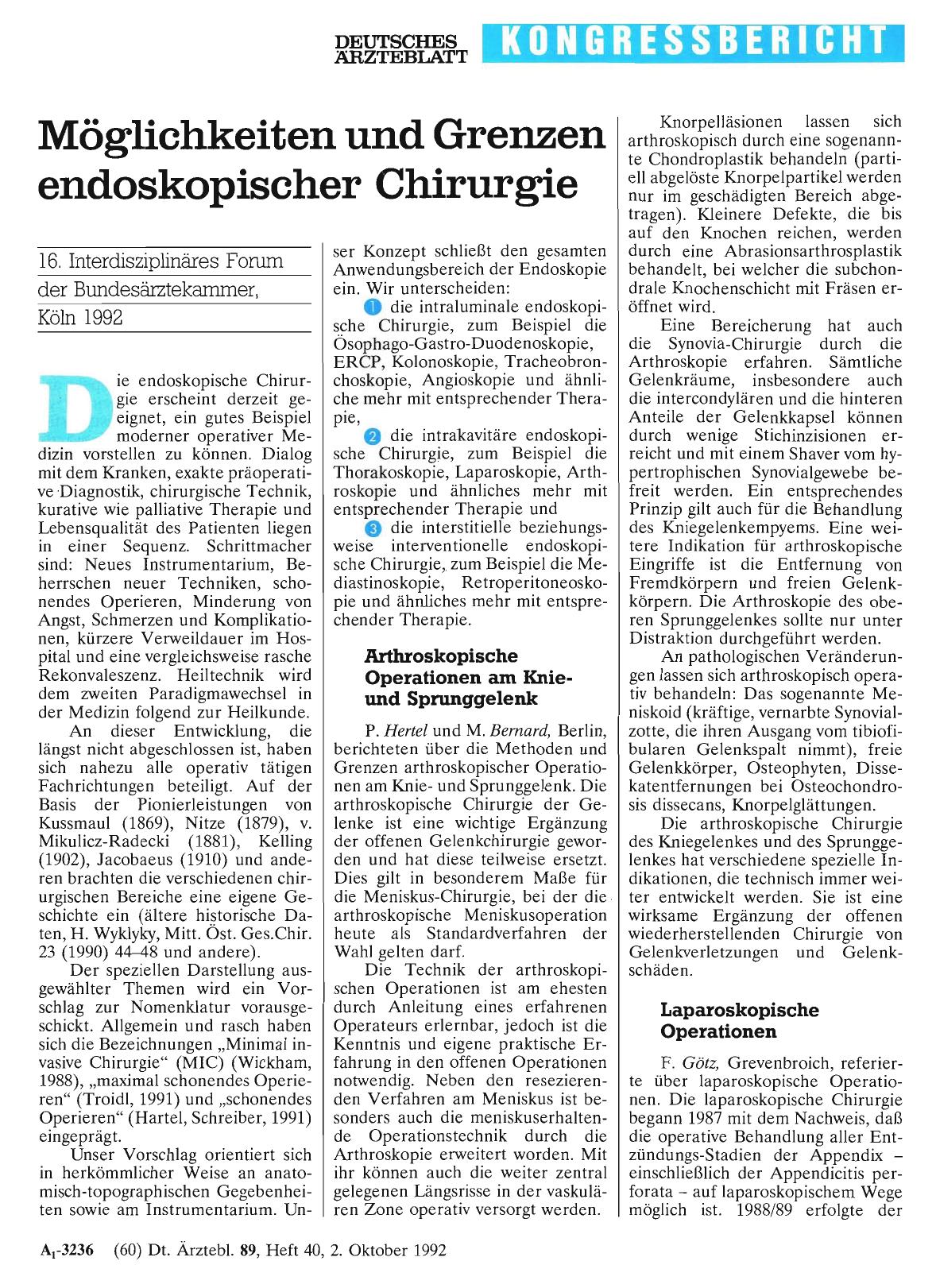 Vorschauseite 1: Möglichkeiten und Grenzen endoskopischer Chirurgie
