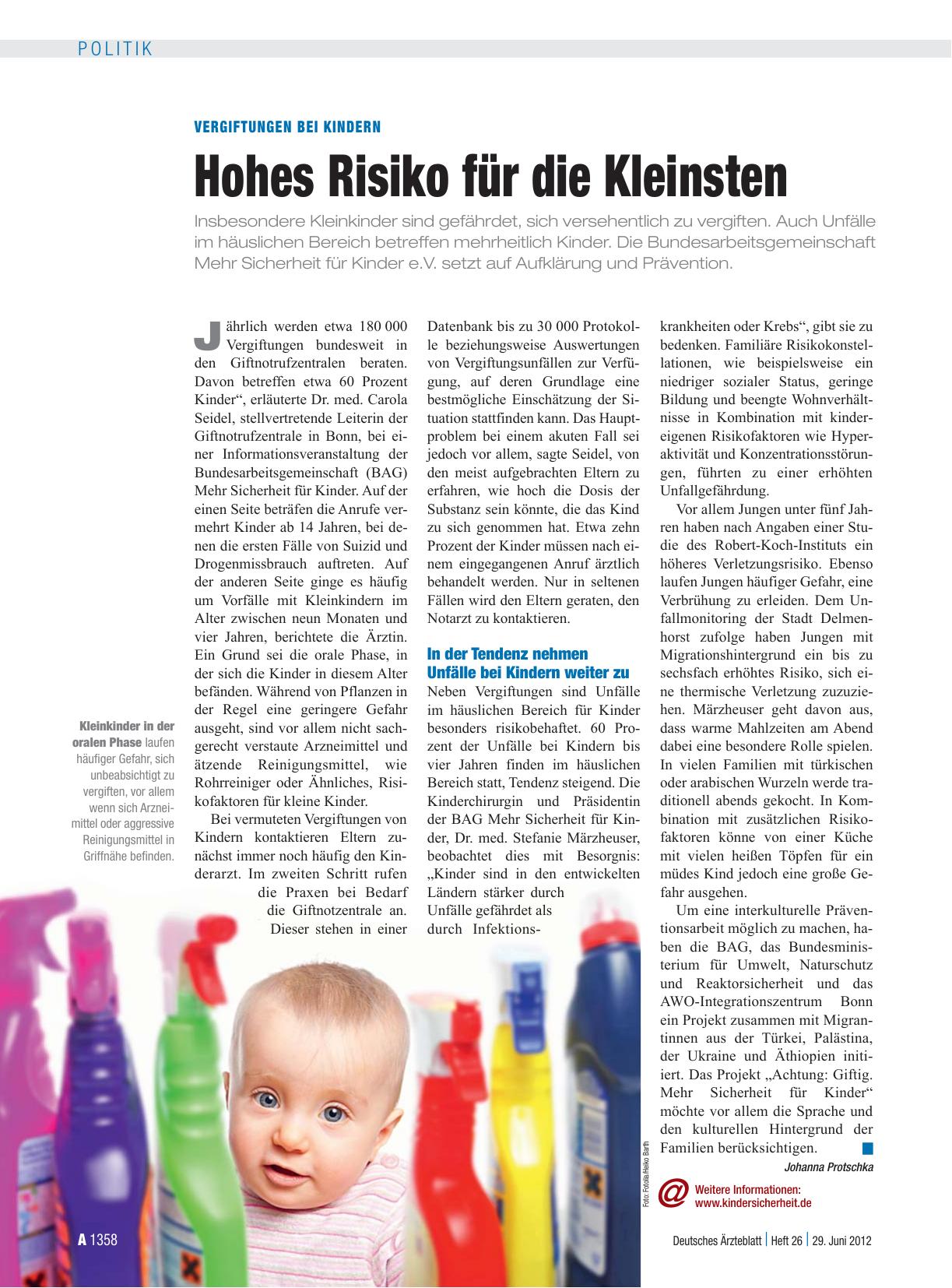 Vorschauseite 1: Vergiftungen bei Kindern: Hohes Risiko für die Kleinsten